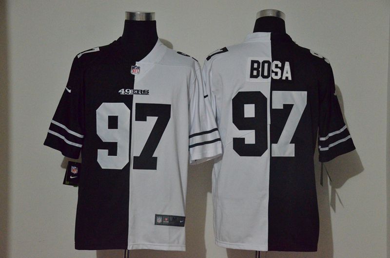 Men San Francisco 49ers #97 Bosa Black white Half version 2020 Nike NFL Jerseys